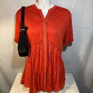 Anthropologie Akemi + Kin Orange‎ Boho Tunic Top Small
